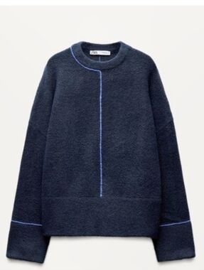Zara Bulky Blue Heavy Knit Sweater